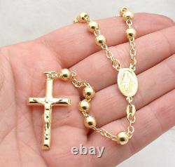 26 6mm Technibond Rosary Chain Necklace 14K Yellow Gold Clad Sterling Silver