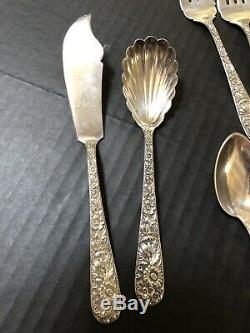 28pc S KIRK & Son REPOUSSE STERLING SILVER FLATWARE SPOONs FORKs 1924 Mono D