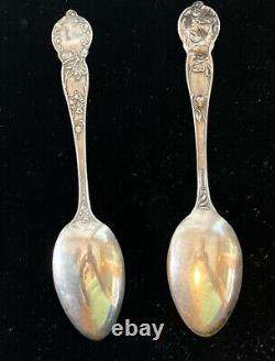 2PCS Antique Mechanics Sterling Silver Ornate Teaspoons