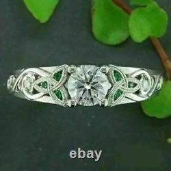 2.00ct Round Cut White Diamond Art Deco Engagement Ring 925 Sterling Silver