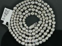 2.0 CT. Tw Diamond 1 Row Rosary Mens Chain Sterling Silver White Gold Finish 34