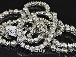 2.0 CT. Tw Diamond 1 Row Rosary Mens Chain Sterling Silver White Gold Finish 34