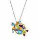 2 1/2 Ct Natural Multi-stone Turtle Pendant In Sterling Silver & 14k Gold