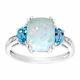 2 3/8 Ct Natural Opal & Swiss Blue Topaz Ring With Diamonds In Sterling Silver