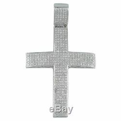 2.80Ct Round Diamond 2 Inch DOME Hip hop Cross Pendant 925 Sterling Silver