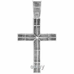 2.81 CT. Sterling Silver Black Diamond Cross Pendant 3.30 Men's Pave Charm