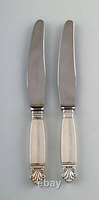 2 Georg Jensen Sterling Silver Acanthus, 2 lunch knifes with short handle