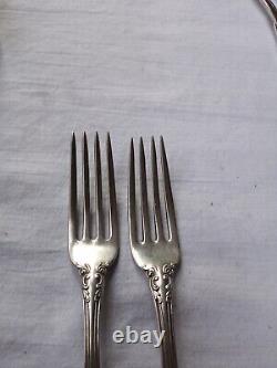2 Pcs sterling silver Gorham Melrose dinner forks, 7 1/8no monogram