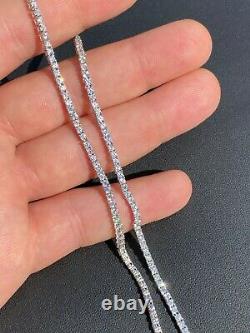 2mm SOLID 925 Sterling Silver Micro Tennis Chain Real Iced Diamond Necklace Gold