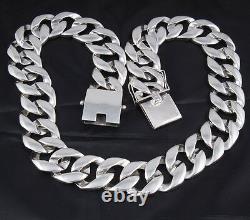 32 464g BIKER HEAVY HUGE CURB LINKS CHAIN 925 STERLING SILVER MENS NECKLACE PRE