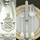 36pc Antique French Sterling Silver Puiforcat Dinner Flatware Set Coat Of Arms
