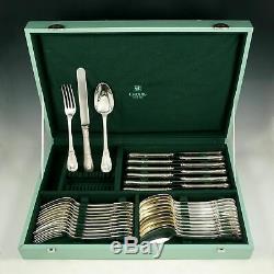 36pc Antique French Sterling Silver PUIFORCAT Dinner Flatware Set Coat of Arms