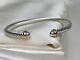 $395 David Yurman Sterling Silver 925 4mm Cable Classics Bracelet With 18k Gold