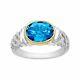 3 1/10 Ct Natural Swiss Blue Topaz Ring In Sterling Silver And 10k Gold