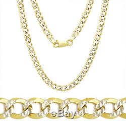 3.9mm Cuban Curb Sterling Silver Yellow Men's Link Chain Necklace Italy
