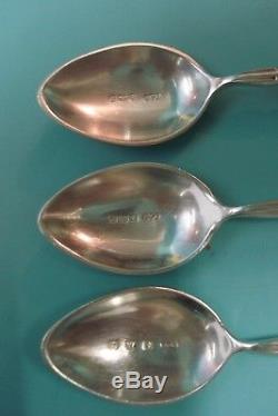 3 ART DECO Guilloche Enamel English solid HM sterling silver 925 tea spoon set