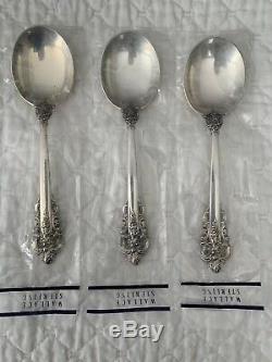 3 Wallace Grand Baroque Sterling Silver Cream Soup Spoons, New, Unopened Lot #2