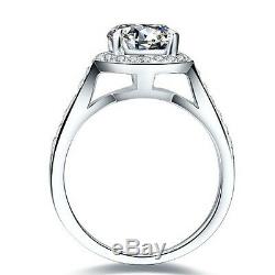 3 carat Round cut sterling 925 silver synthetic diamond wedding ring, 14K white g