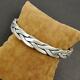 46g 925 Sterling Silver Braided Twist Rope Bangle Cuff Bracelet Men Adjustable