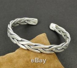 46G 925 Sterling Silver Braided Twist Rope Bangle Cuff Bracelet Men Adjustable