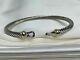 $475 David Yurman Sterling Silver 925 4mm Cable Buckle Bracelet With 18k Gold