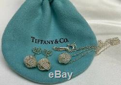$475 Tiffany & Co Sterling Silver 925 10mm Twist Knot Rope Earring & Pendant Set
