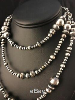 48 Long Navajo Pearls Native American Sterling Silver Mixed Bead Necklace Gift