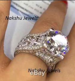 4CT White Round Cut Moissanite Engagement Wedding Ring 925 Sterling Silver