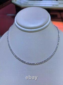 4Ct Round Simulated Moissanite Cluster Tennis Necklace 16 14k White Gold Plated