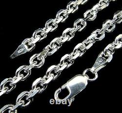 4MM Solid 925 Sterling Silver Italian Anchor Link Cable Chain, Made in Italy