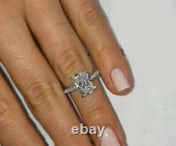 4.33ct Radiant cut Solitaire Diamond Engagement Ring Band Sterling Silver 925