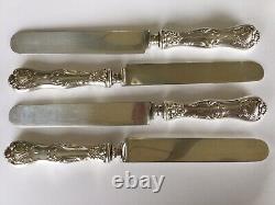 4 Antique Whiting Imperial Queen Pattern Sterling Silver Luncheon Knives