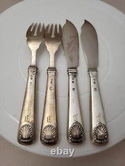 4 Christian F. Heise Sterling Silver Shell 2 Dinner Fork, 2 Master Butter Knife