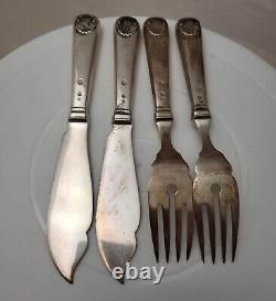 4 Christian F. Heise Sterling Silver Shell 2 Dinner Fork, 2 Master Butter Knife