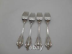 4 Nice Sterling Silver Wallace Grande Baroque pattern 6 5/8 Salad Forks