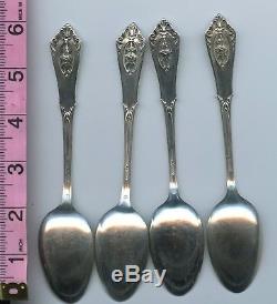 4 Rose Point Teaspoon Spoons Solid Sterling Silver By Wallace 6 inch spoon