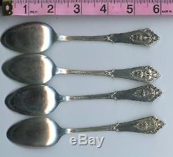4 Rose Point Teaspoon Spoons Solid Sterling Silver By Wallace 6 inch spoon