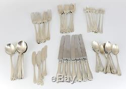 50pc Tiffany & Co. Sterling Silver Flatware Set in Flemish, 1911 58toz + Knives