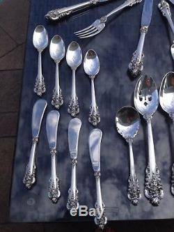 57 Pc Old Heavy Complete Set For 8 Wallace Grande Baroque Sterling Silver Grand