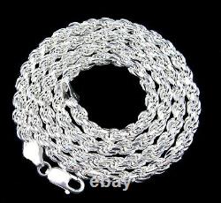 5MM Solid 925 Sterling Silver DIAMOND CUT ROPE CHAIN Bracelet or Necklace Italy