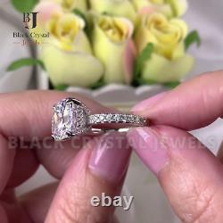 5.0 Carat Cushion Cut Lab Created Diamond Solid 925 Sterling Silver Wedding Ring