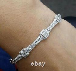 5.20CT Round Lab Created Diamond Pretty Bangle Bracelet 925 Sterling Silver 7.5