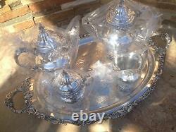 5 Pc Near Museum Quality Wallace Grande Baroque Sterling Silver Tea Set Grand