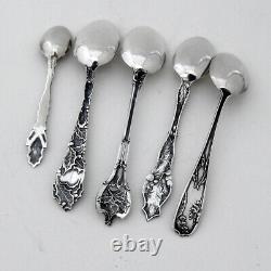 5 Piece Holly Spoons Collection Sterling Silver Monograms