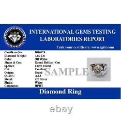 6 Ct Certified Radiant Cut Off White Treated Diamond 925 Silver Ring Great Shine