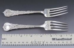 6 Heavy Solid Sterling Silver Tiffany & Co Florentine 1900 Lunch Forks 6 3/4
