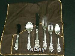 6 PC SETTING WALLACE GRANDE BAROQUE STERLING FLATWARE SET Excellent
