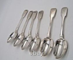 6 Victorian Sterling Silver Place Spoons Circa 1844 Crest On Handle