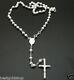6mm 24 Italian Solid Rosary Cross Chain Necklace Real 925 Sterling Silver