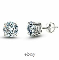 6mm Lab Created Round Diamond Solitaire Stud Earrings 925 Sterling Silver